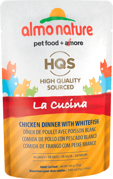 Almo Nature HQS La Cucina Chicken Dinner With Whitefish In Gravy